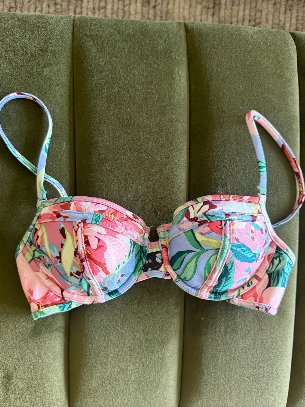 Zimmermann Floral Underwire Bikini Top in Pink & Lavender
